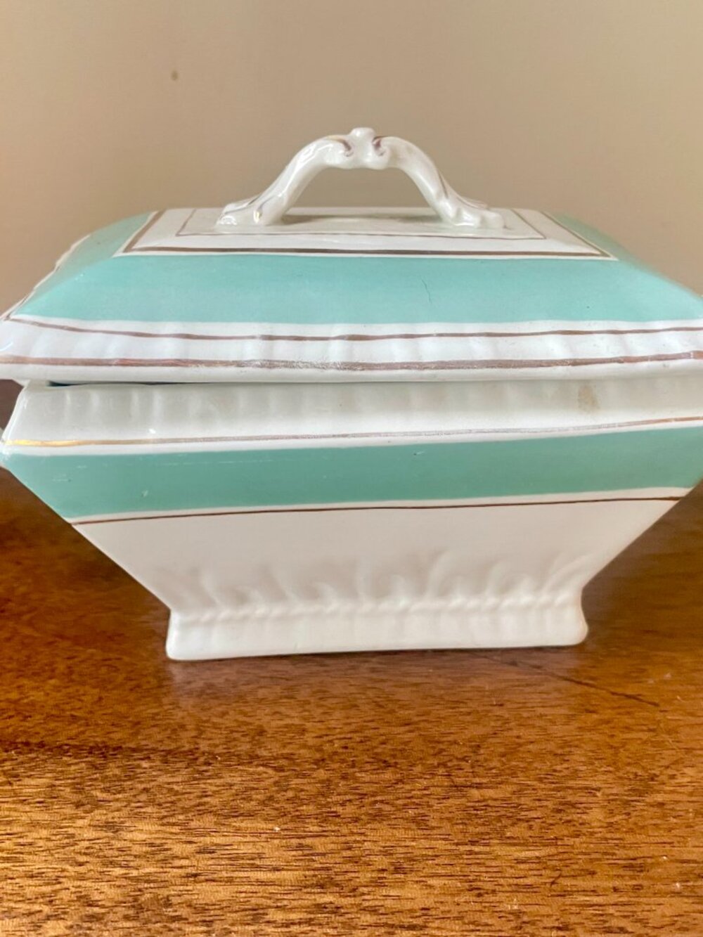 Vintage Mini Tureen Turquoise & White John Maddock & Sons England